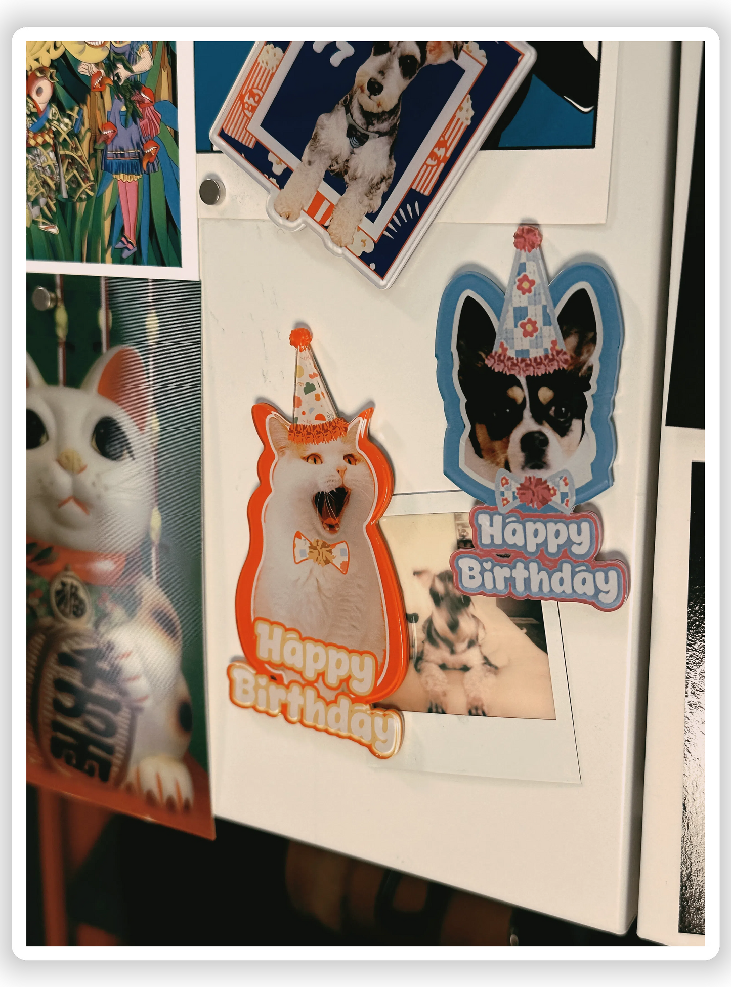 Custom Pet Birthday Magnet Gift | Personalized Dog or Cat Photo with Party Hat | Cute Fridge Decor for Pet Lovers