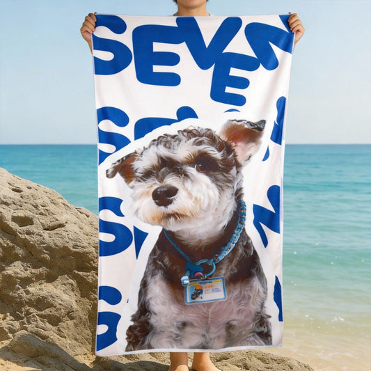 Custom Pet Beach Towel with Name Background