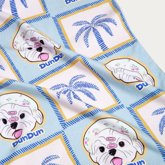 Custom Pet Beach Towel with Beach Scene Background