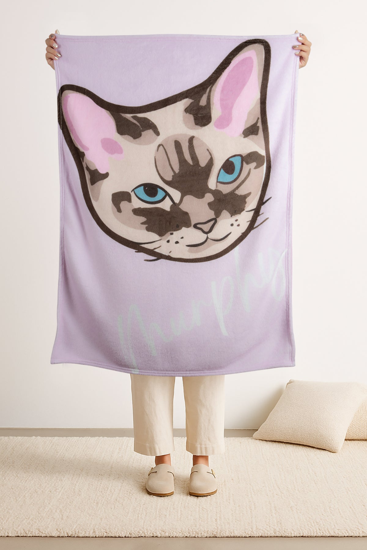 Custom Pet Graphic Blanket | Personalized Dog or Cat Portrait on Plush or Sherpa Fleece