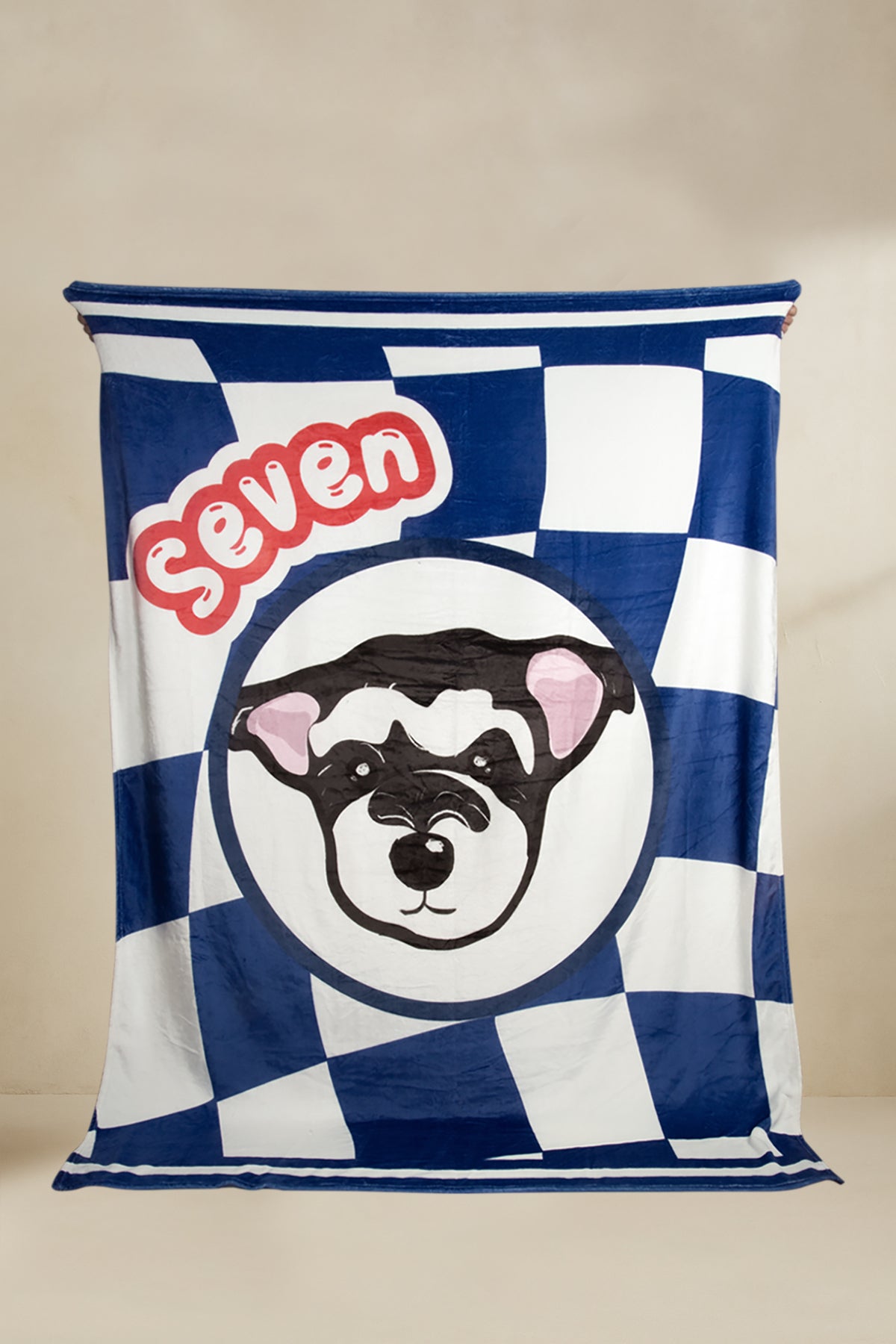 Custom Checkered Pet Blanket – Personalized Plush or Sherpa Throw with Pet Portrait | Graphic or Line Art Option