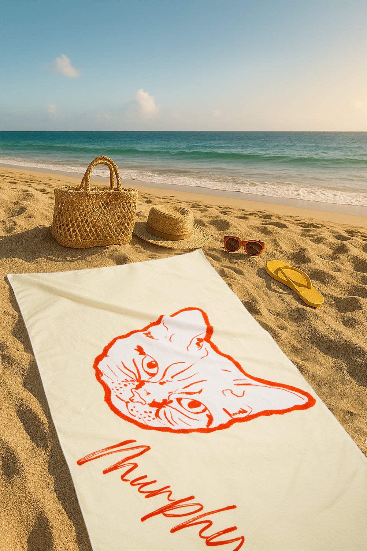 Custom Pet Line Art Beach Towel | Personalized Microfiber Towel for Beach, Home & Gifts