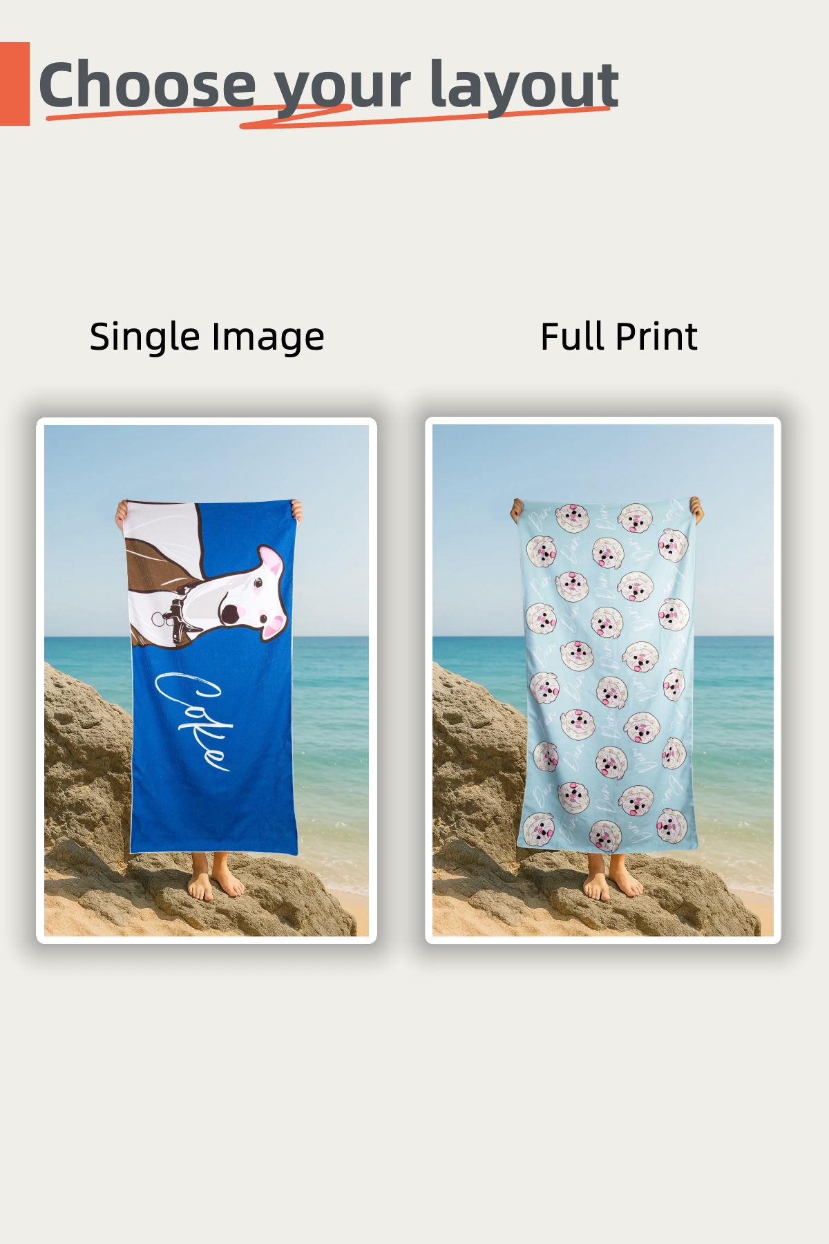 Custom Pet Graphic Beach Towel | Personalized Colorful Pet Portrait Towel – Soft Microfiber