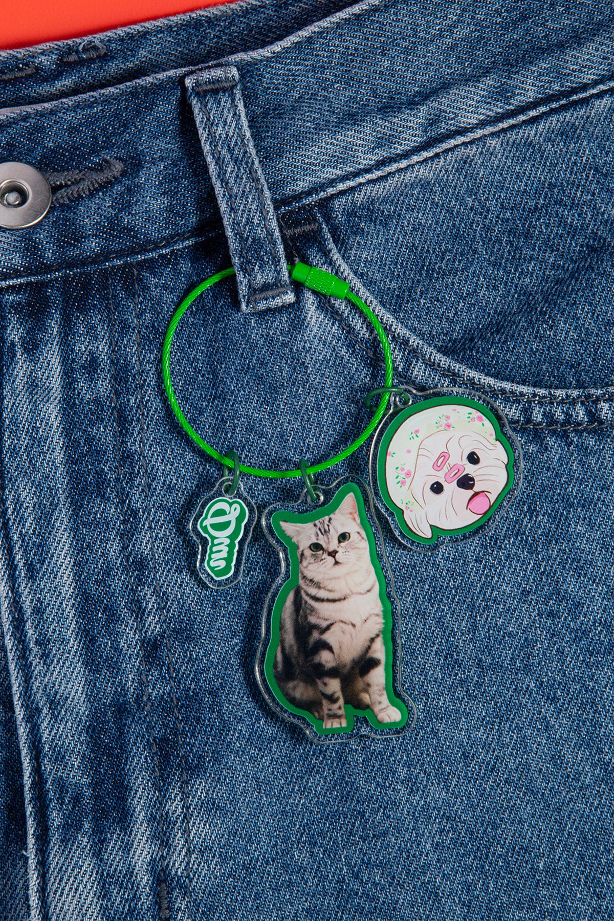 Custom Multi-Charm Pet Keychain | Personalized Acrylic Tags with Name | Add-On Artwork Service