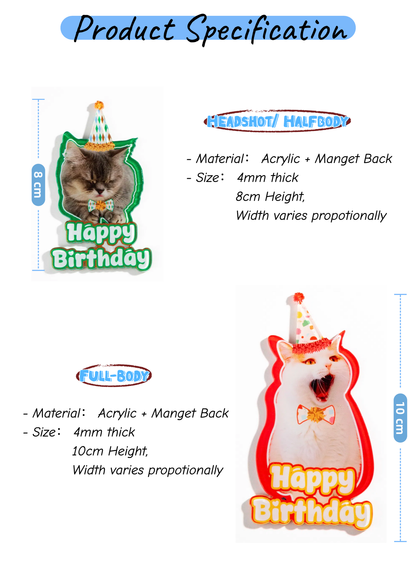 Custom Pet Birthday Magnet Gift | Personalized Dog or Cat Photo with Party Hat | Cute Fridge Decor for Pet Lovers