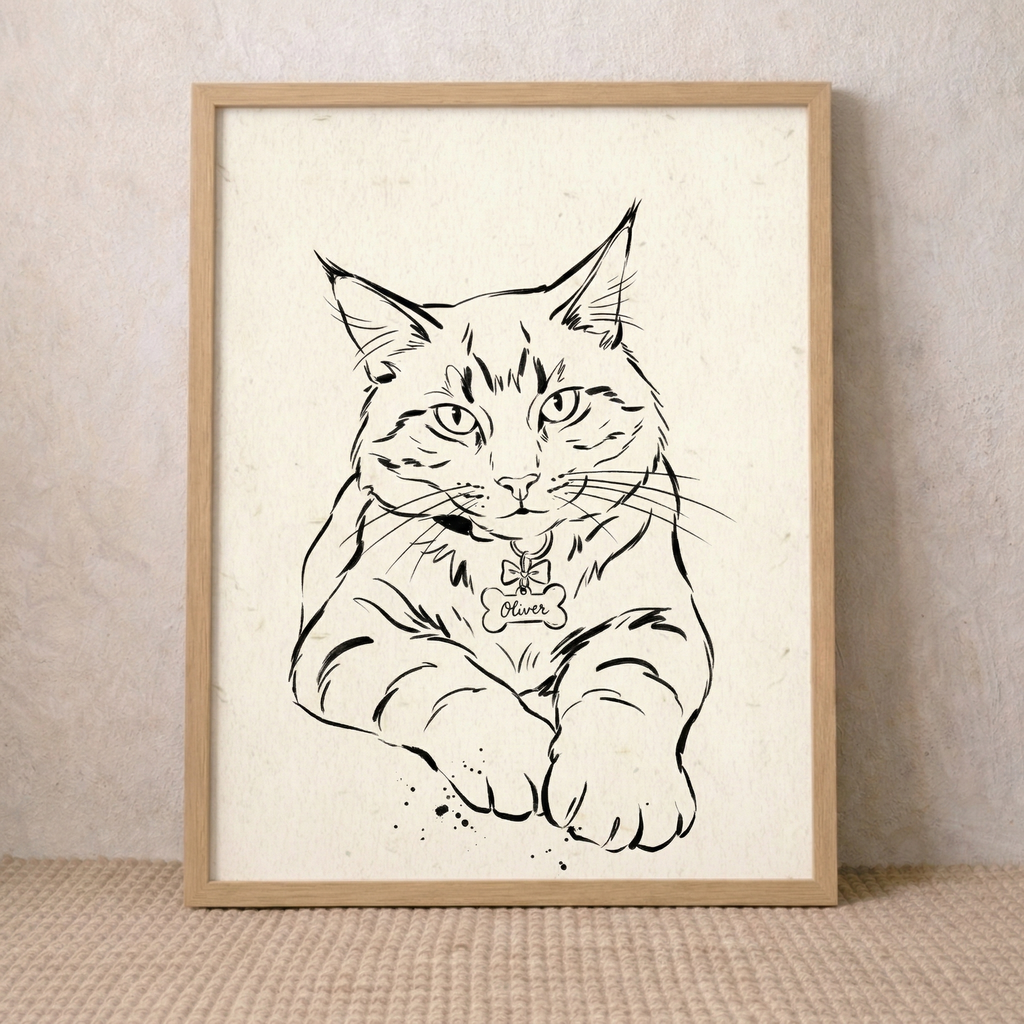 Custom Minimalist Ink Sketch Pet Portrait