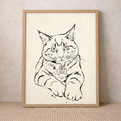 Custom Minimalist Ink Sketch Pet Portrait