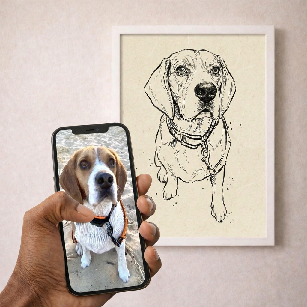 Custom Minimalist Ink Sketch Pet Portrait