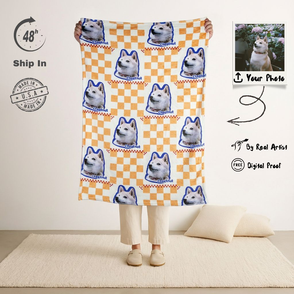 Custom Checkered Pet Blanket