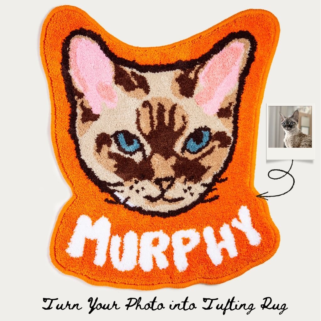 Custom Pet Shaped Tufted Rug with Name