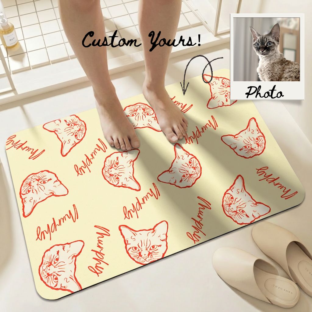 Custom Pet Line Art Diatomite Bath Mat