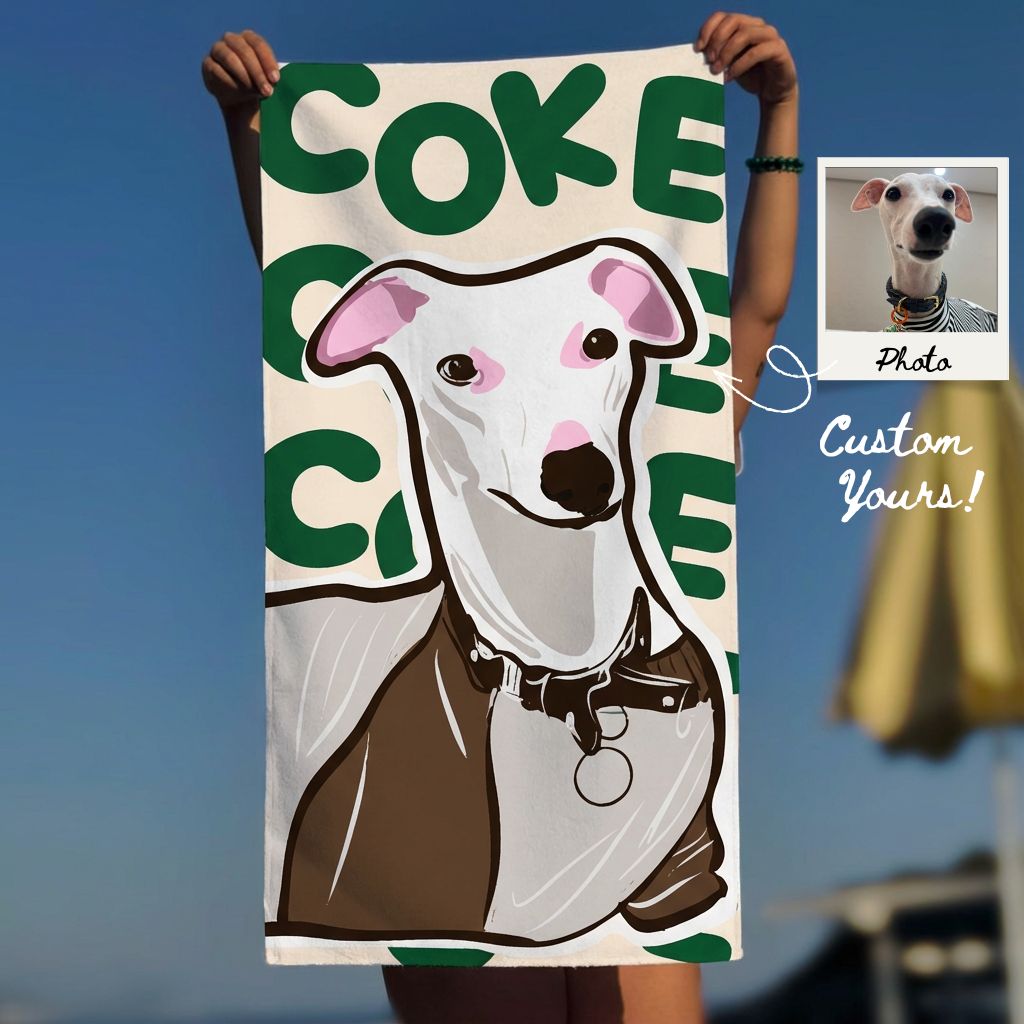 Custom Pet Beach Towel with Name Background