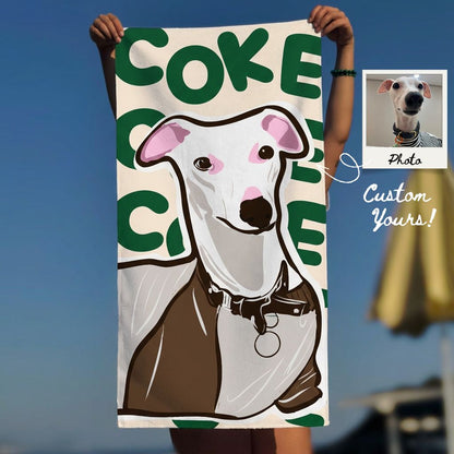 Custom Pet Beach Towel with Name Background