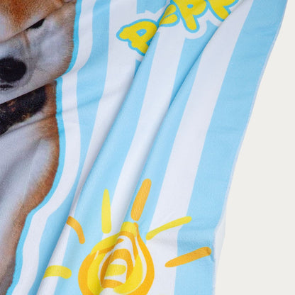 Custom Pet Beach Towel with Striped Background