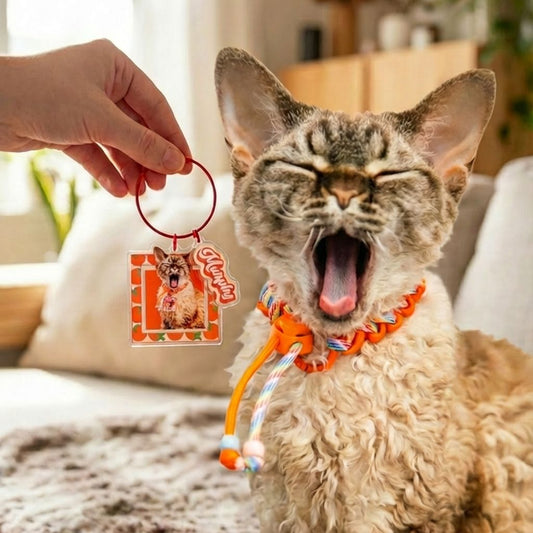 Custom Square Pet Keychain with Photo & Name