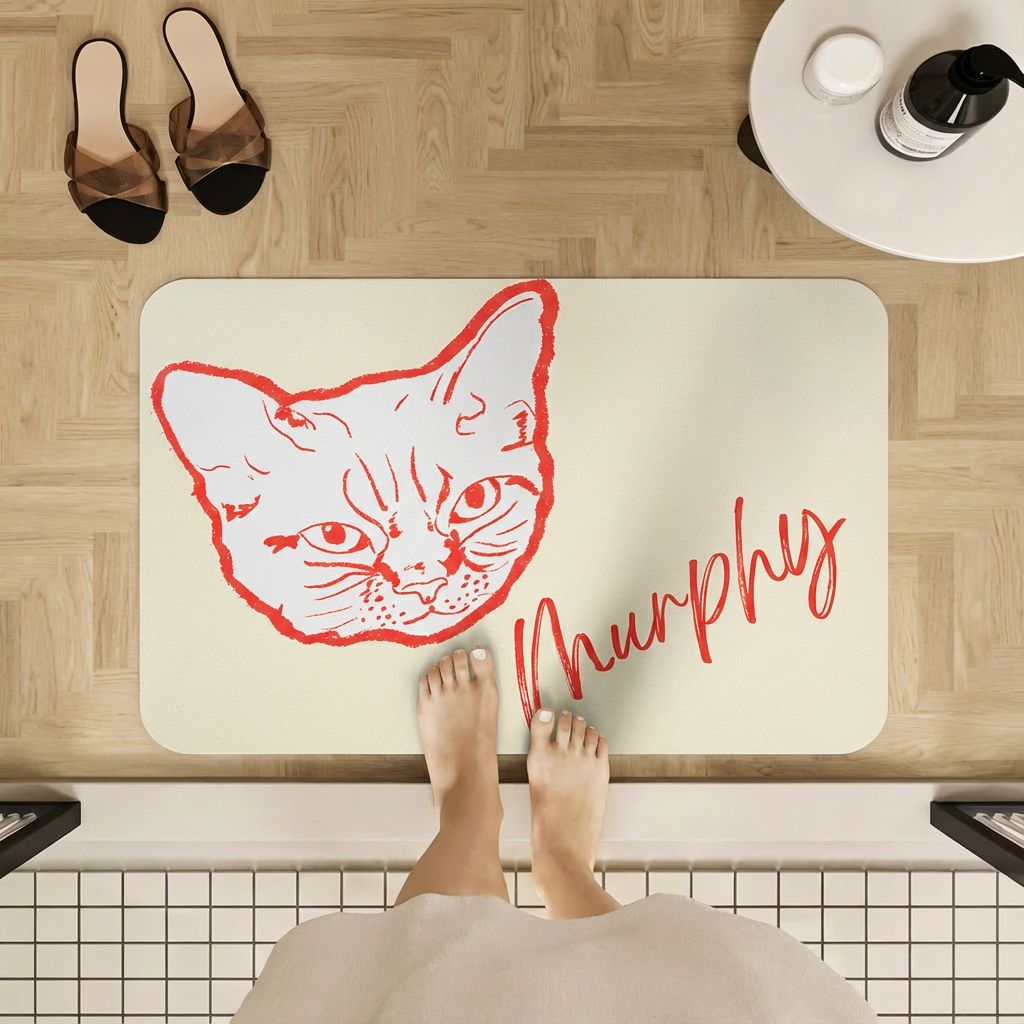 Custom Pet Line Art Diatomite Bath Mat