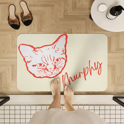 Custom Pet Line Art Diatomite Bath Mat