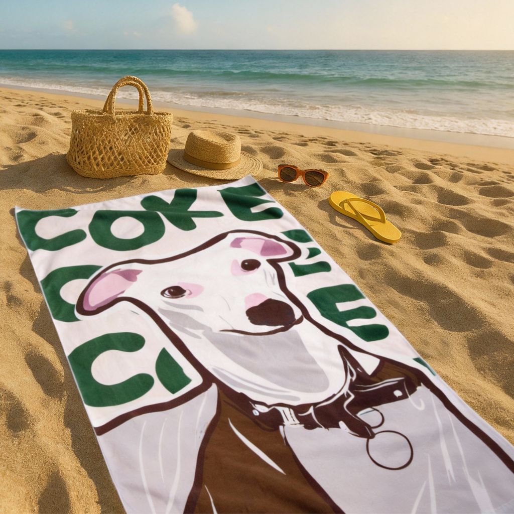 Custom Pet Beach Towel with Name Background