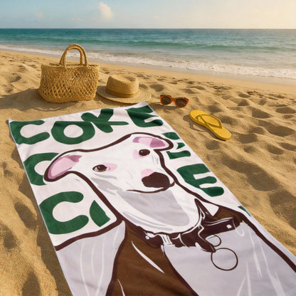 Custom Pet Beach Towel with Name Background