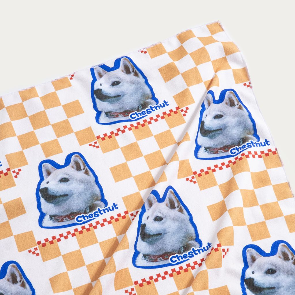 Custom Pet Beach Towel with Checkered Background