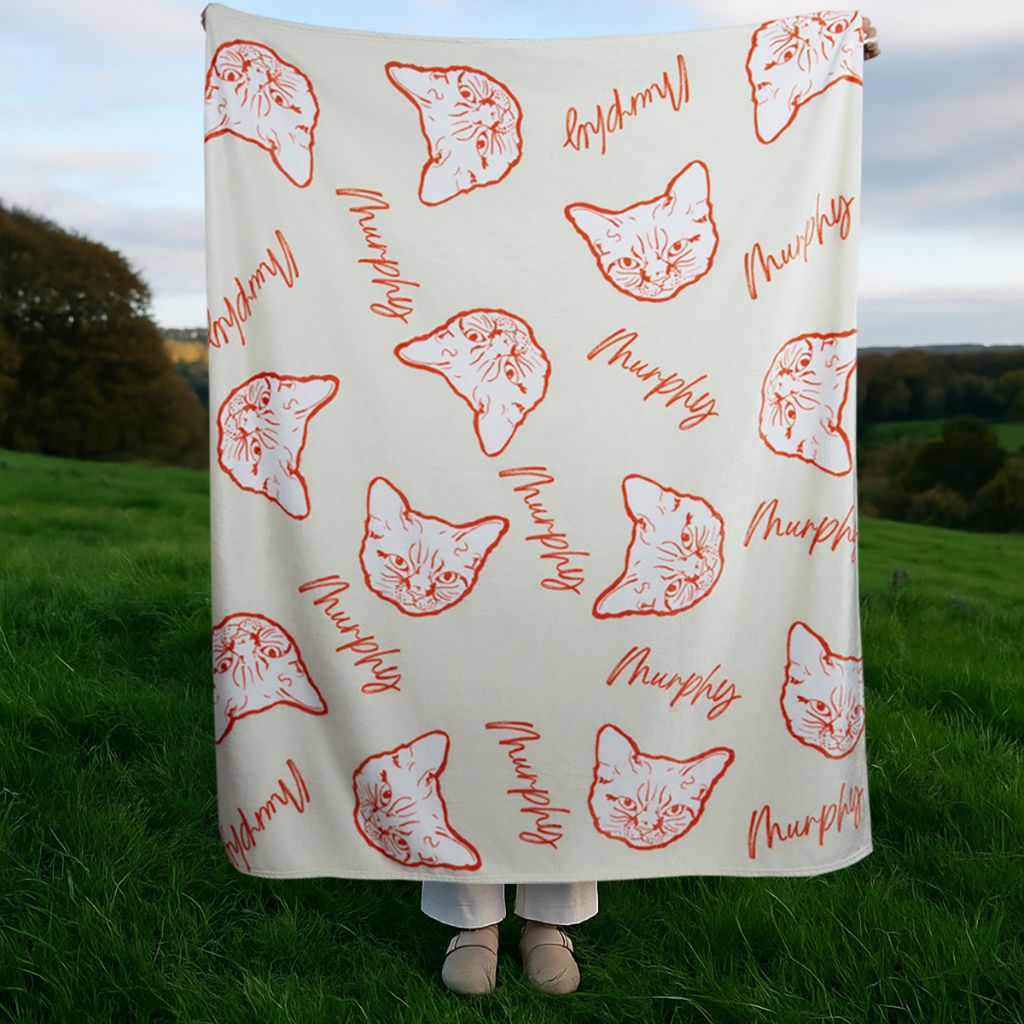 Custom Pet Line Art Blanket