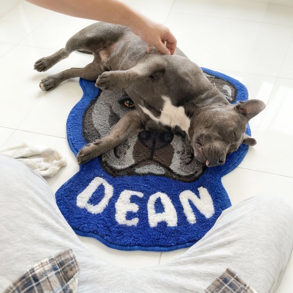 Custom Pet Shaped Tufted Rug with Name