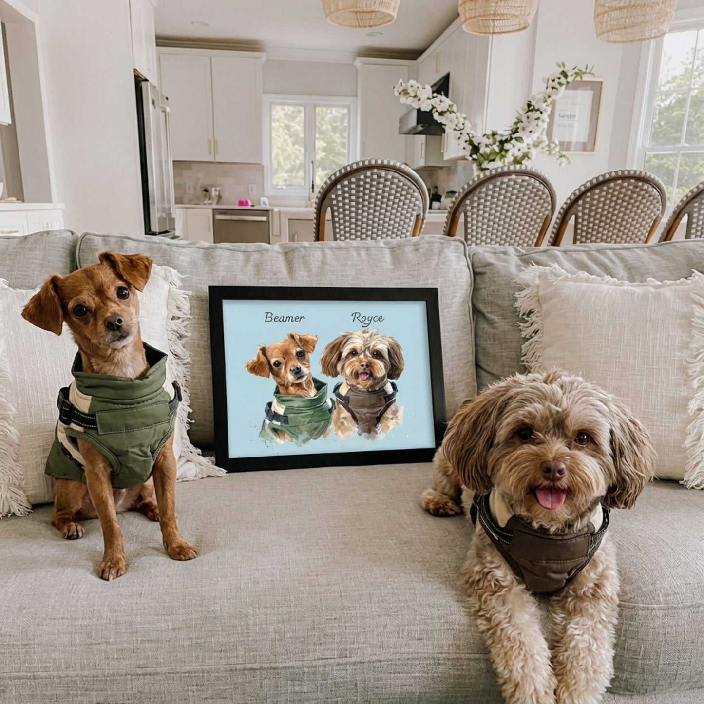 Custom Pet Watercolor Portrait: Multiple Pets (2, 3, or 4)