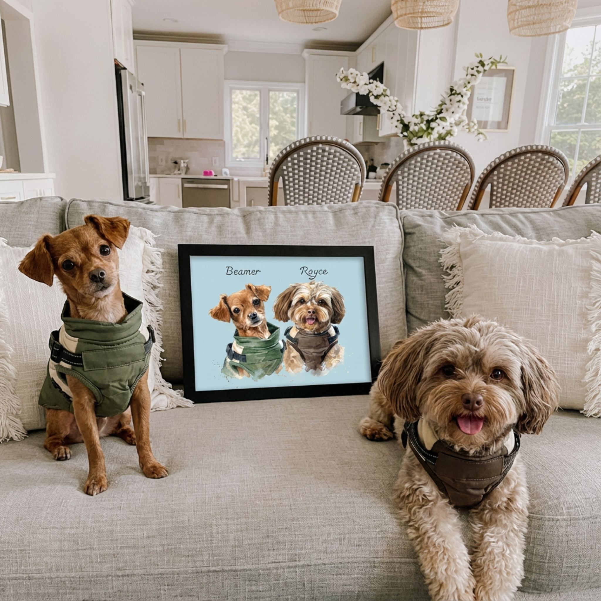 Custom Pet Watercolor Portrait: Multiple Pets (2, 3, or 4)