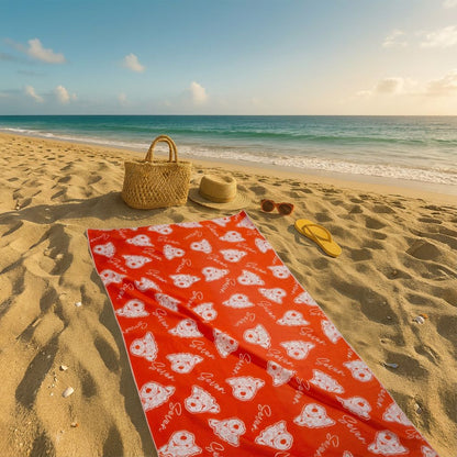 Custom Pet Line Art Beach Towel