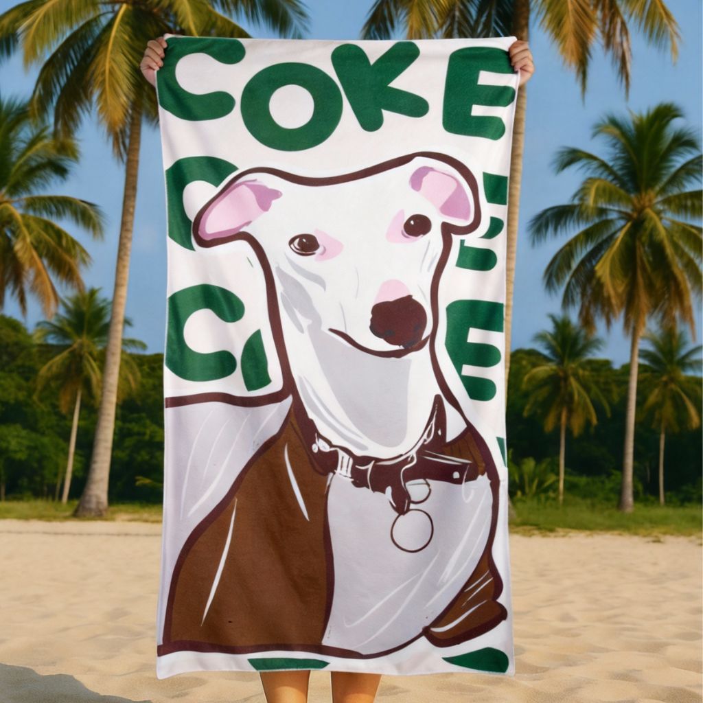 Custom Pet Beach Towel with Name Background