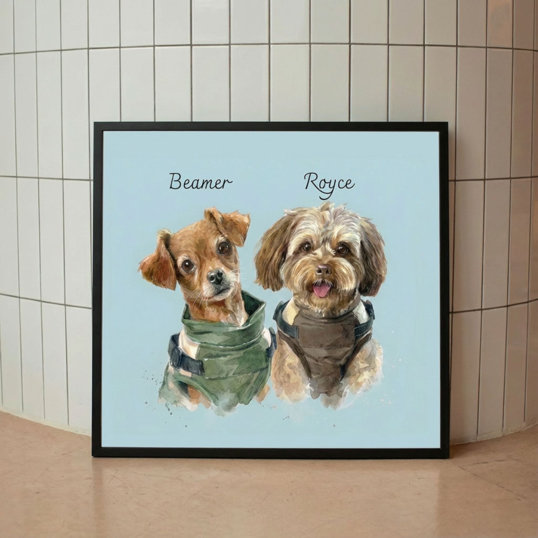 Custom Pet Watercolor Portrait: Multiple Pets (2, 3, or 4)