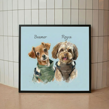 Custom Pet Watercolor Portrait: Multiple Pets (2, 3, or 4)
