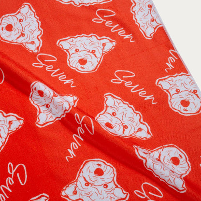 Custom Pet Line Art Beach Towel