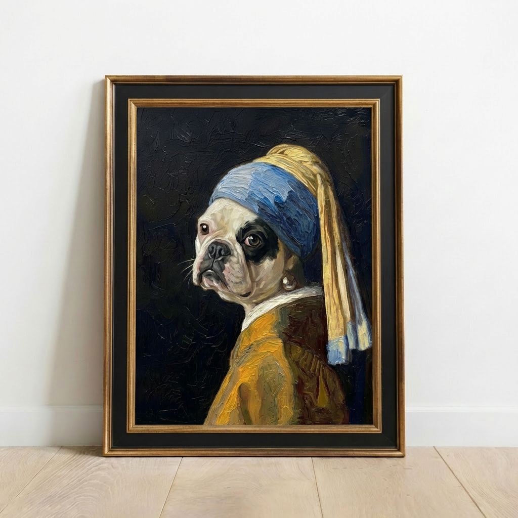 Custom Renaissance Pet Portrait - "The Pet with a Pearl Earring"