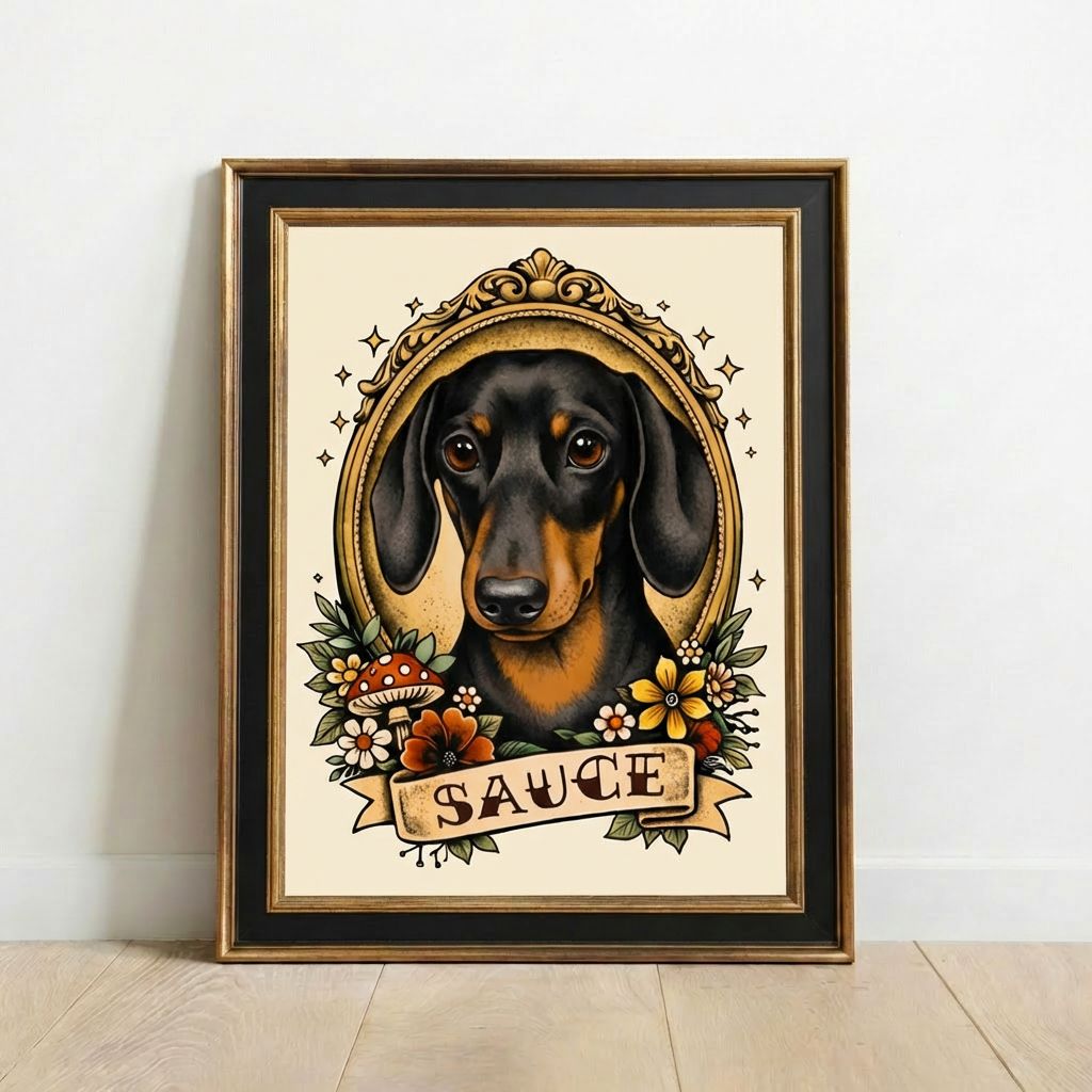 Custom Old School Pet Portrait in Traditional Tattoo Style
