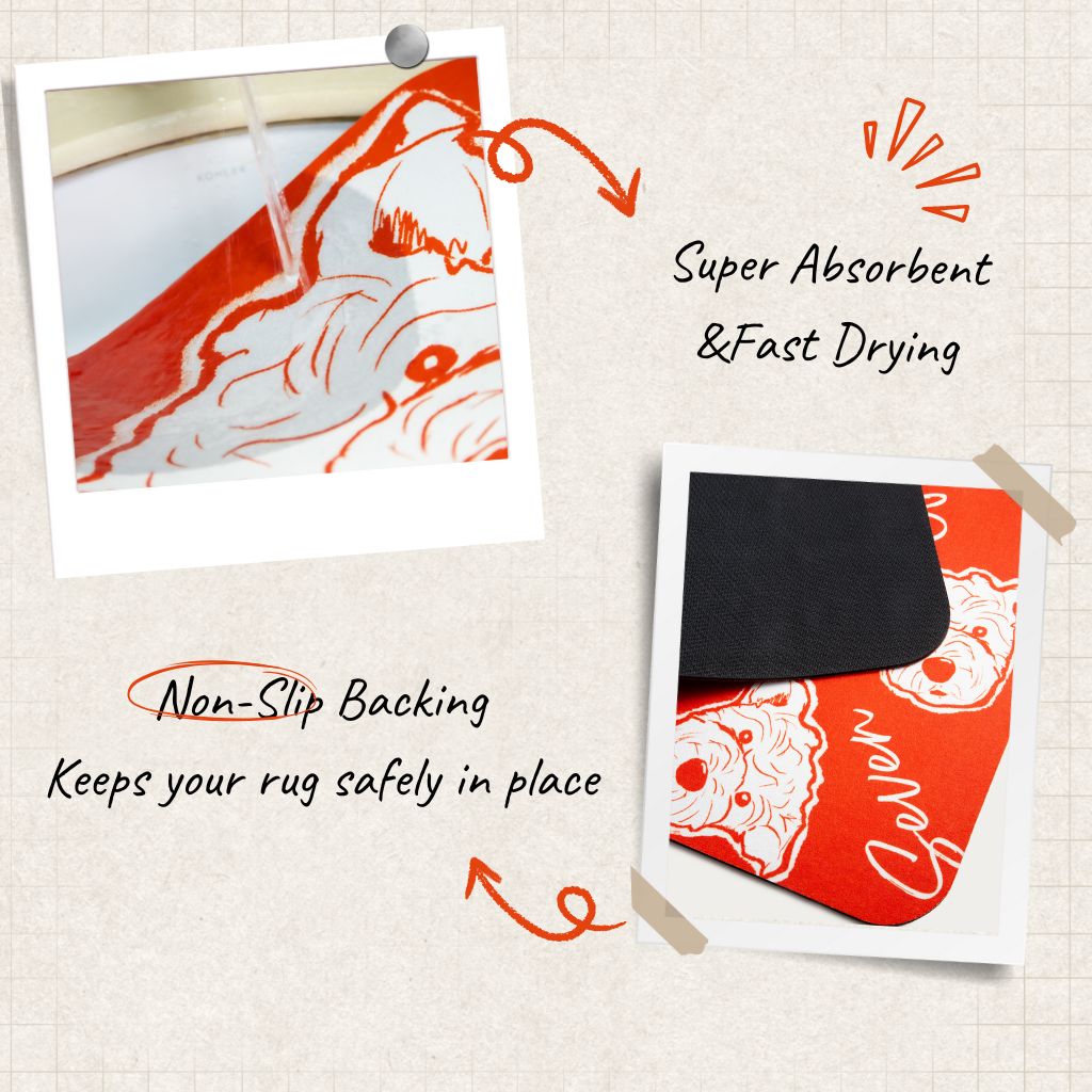 Custom Pet Line Art Diatomite Bath Mat