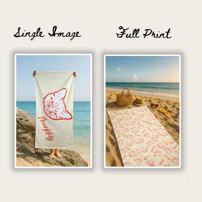 Custom Pet Line Art Beach Towel