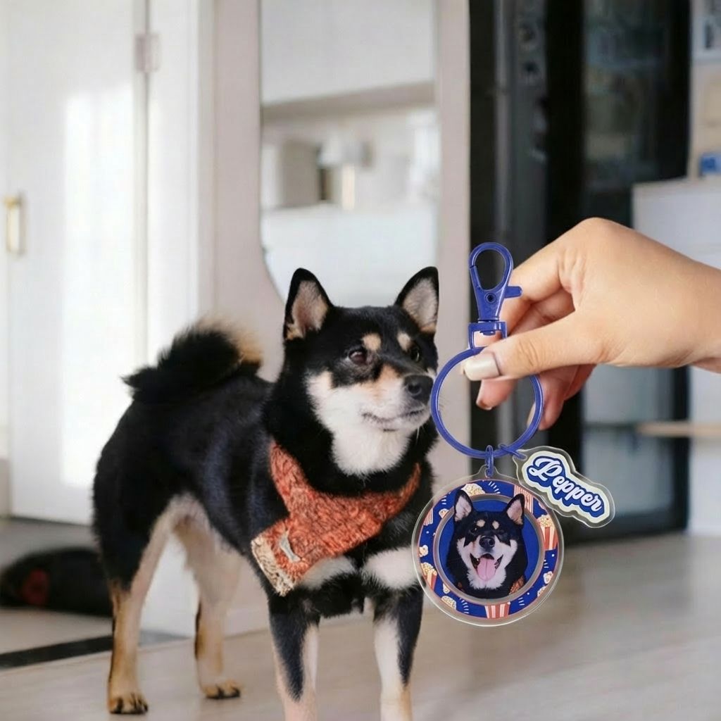Custom Round Pet Photo Keychain