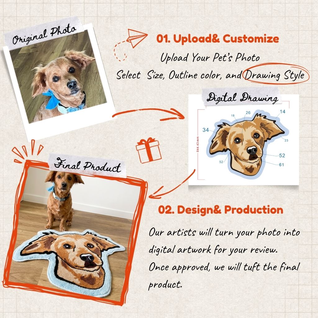 Custom Pet Shaped Tufted Rug with Name