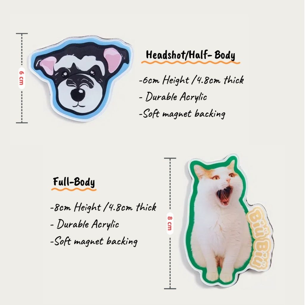 Custom Pet Shape Acrylic Fridge Magnet