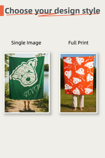 Custom Pet Line Art Fleece Blanket | Personalized Cat & Dog Portrait Throw