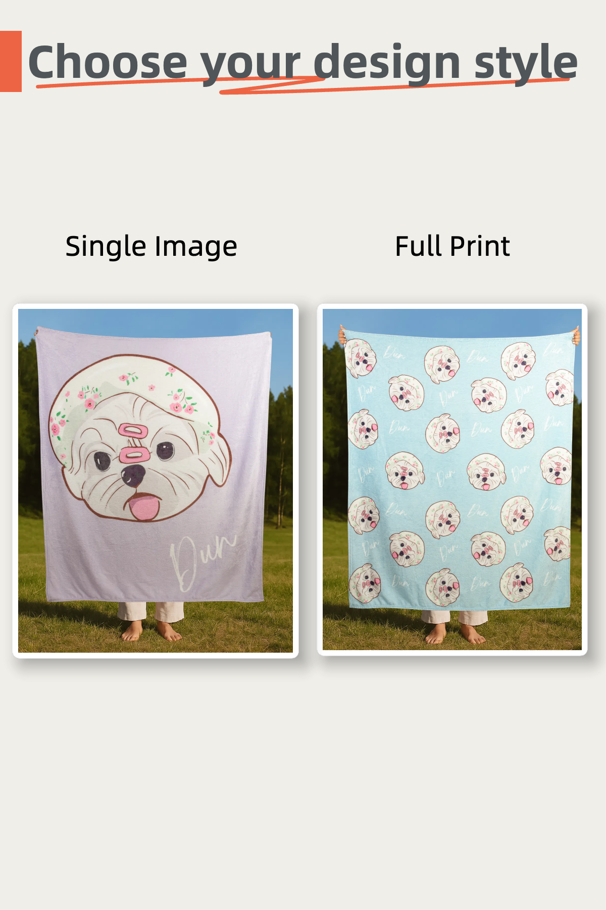 Custom Pet Graphic Blanket | Personalized Dog or Cat Portrait on Plush or Sherpa Fleece
