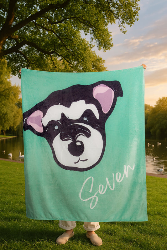 Custom Pet Graphic Blanket | Personalized Dog or Cat Portrait on Plush or Sherpa Fleece