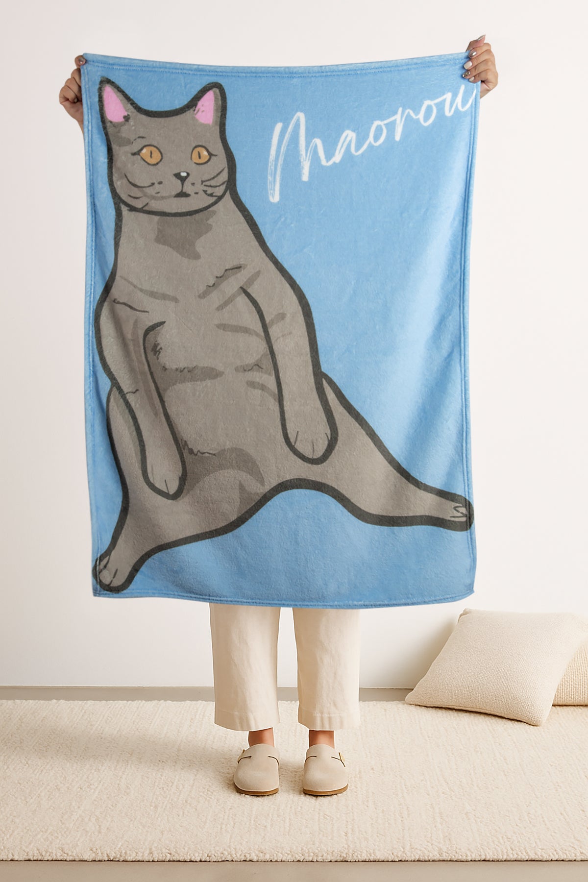 Custom Pet Graphic Blanket | Personalized Dog or Cat Portrait on Plush or Sherpa Fleece