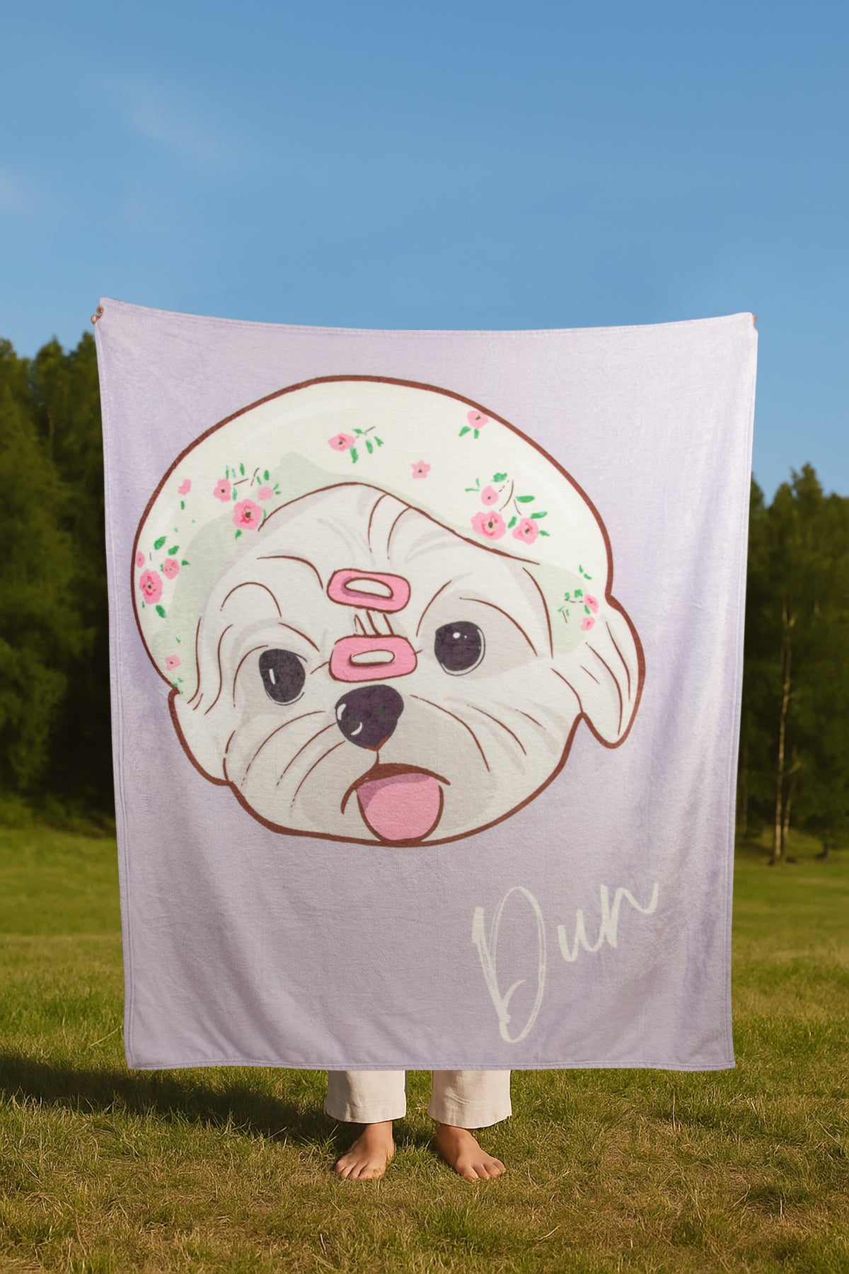 Custom Pet Graphic Blanket | Personalized Dog or Cat Portrait on Plush or Sherpa Fleece