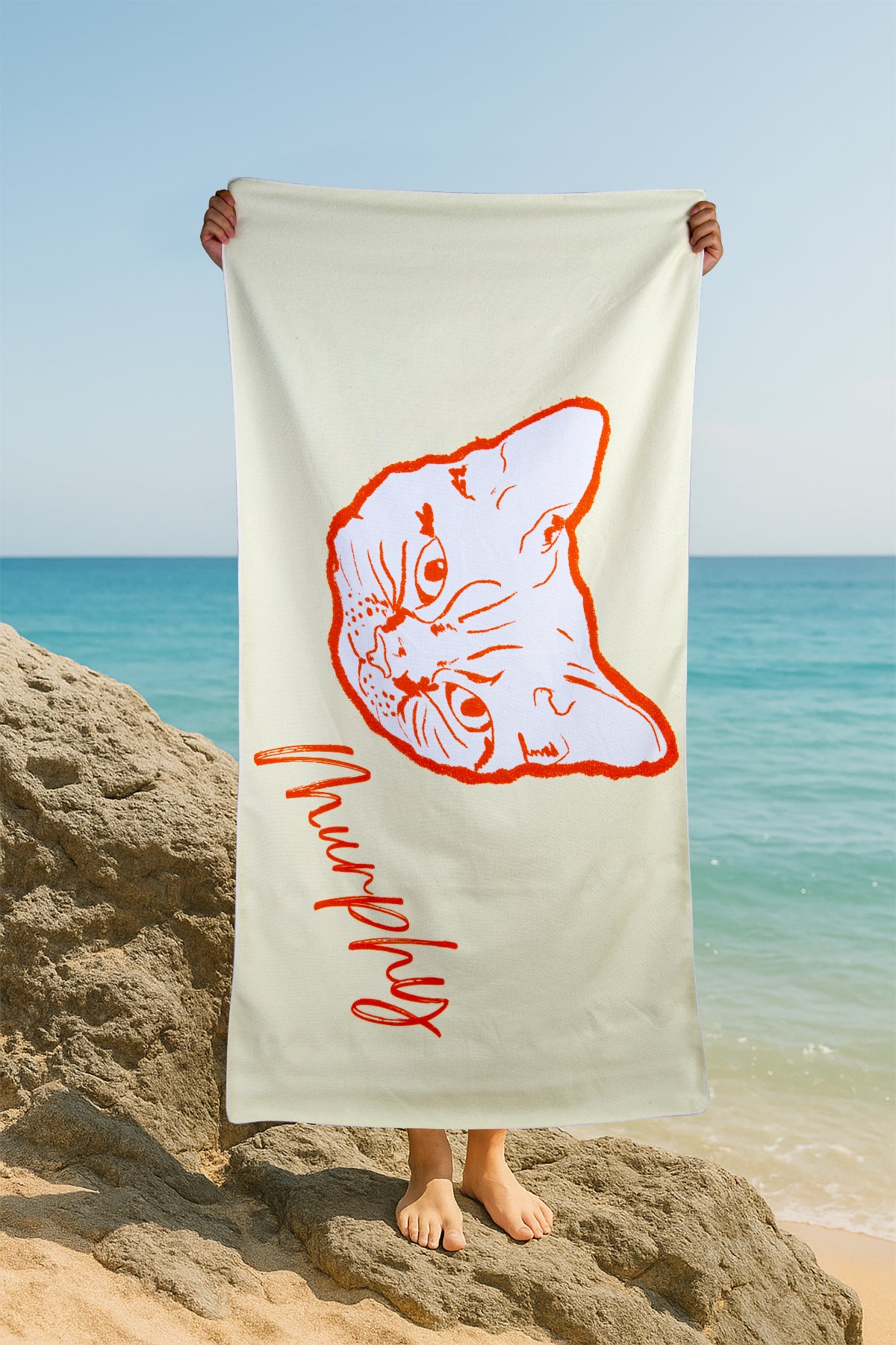 Custom Pet Line Art Beach Towel | Personalized Microfiber Towel for Beach, Home & Gifts