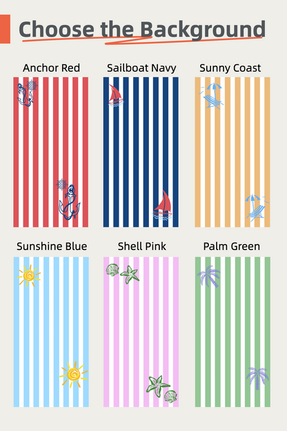 Custom Pet Beach Towel with Striped Background | Personalized Pet Portrait | Optional Line Art or Graphic Illustration
