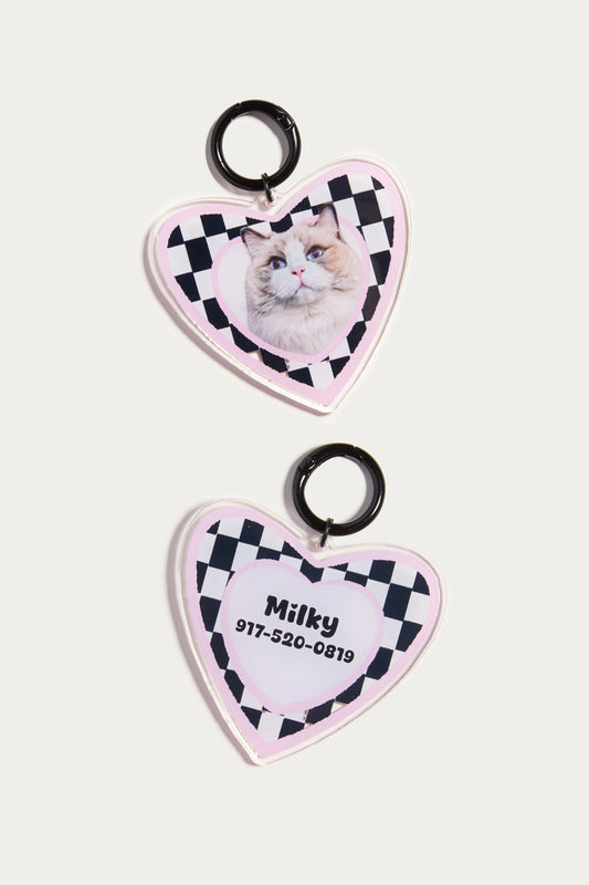 Custom Pet ID Tag with Name | Heart-Shaped Personalized Pet Portrait Tag | Cute Dog or Cat Collar Accessory