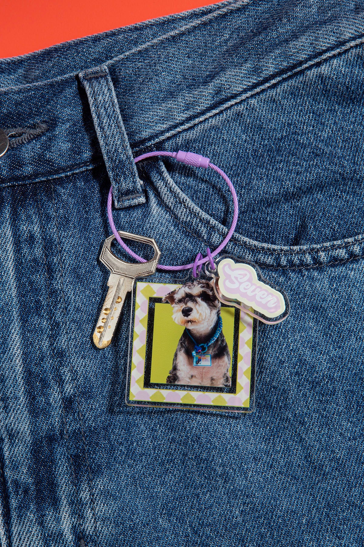 Custom Pet Keychain with Photo & Name | Personalized Square Acrylic Pet Portrait Keyring | Cute Gift for Dog or Cat Lovers