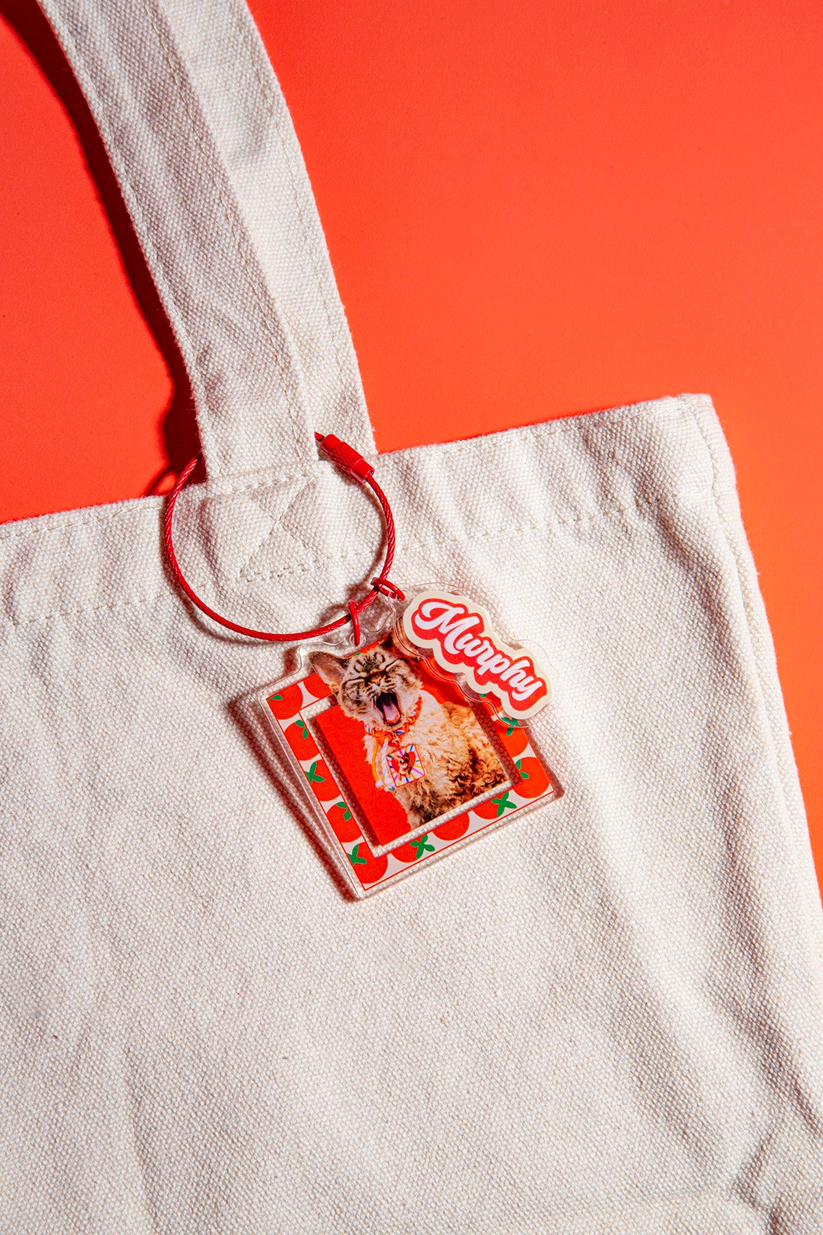 Custom Pet Keychain with Photo & Name | Personalized Square Acrylic Pet Portrait Keyring | Cute Gift for Dog or Cat Lovers